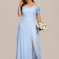 Plus Size Cold Shoulder Formal Bridesmaid Dress with Side Slit