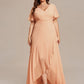 Plus Size Elegant Lotus Sleeves Chiffon Bridesmaid Dress