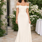 Plus Size Off Shoulder Ruched Bridesmaid Dress with Statement Back Bow