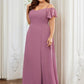 Plus Size Cold Shoulder Formal Bridesmaid Dress with Side Slit