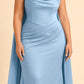 Strapless Satin Bridesmaid Dress with Open Back and Sculpted Silhouette