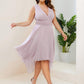 Plus Size Double V Neck Ruched-Waist Midi Chiffon Bridesmaid Dress