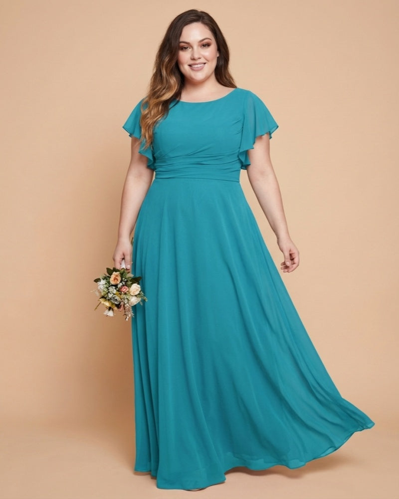 Avenleigh Plus Size Minimalist A-Line Chiffon Bridesmaid Dress with  Silhouette -N0337
