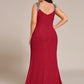 Plus Size Sequin Shoulder Strap Wedding Guest Dress with Side Slit