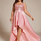 High Low Sleeveless Plus Size Dresses With Sequin for Evening