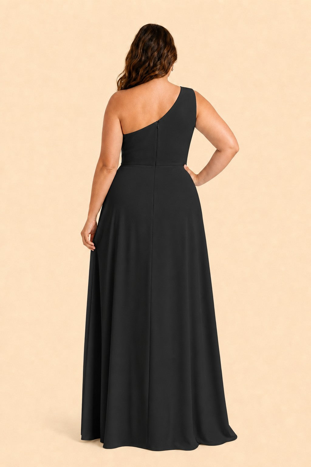 Floor-Length Chiffon Evening Gown with Single Shoulder and Side Slit