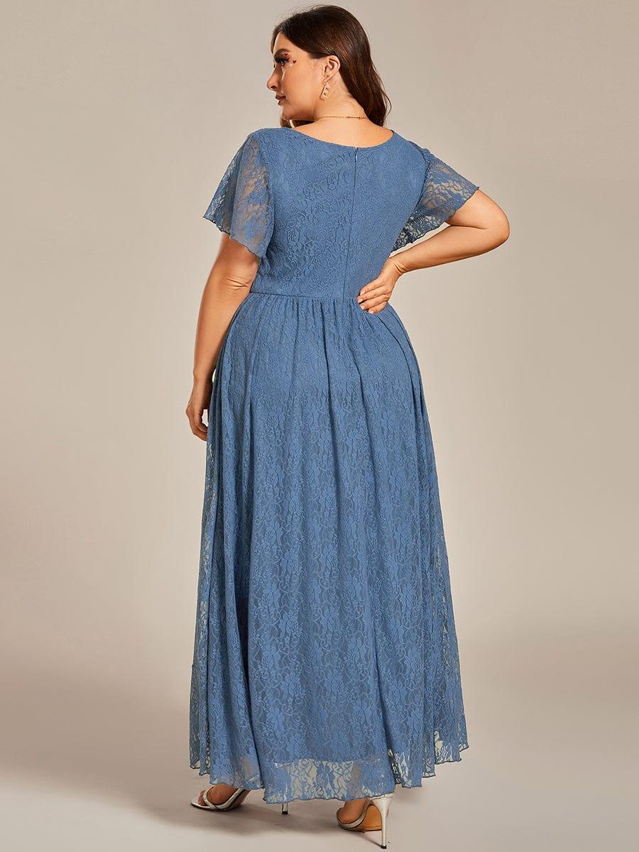 Plus Size Ruffled Lace Formal Evening Dress