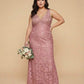 Silvarelle Romantic Floral Burnout Lace Plus Size Bridesmaid Dress for Weddings - N0352