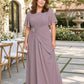 Plus Size A-Line Mother of the Bride Dress with Pleated Chiffon Flutter Sleeves