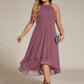 Flowy Plus Size Halter Neck Chiffon Midi Wedding Guest Dress