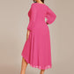 Plus Size Chiffon A-Line 3/4 Sleeves Asymmetrical Hem Wedding Guest Dress
