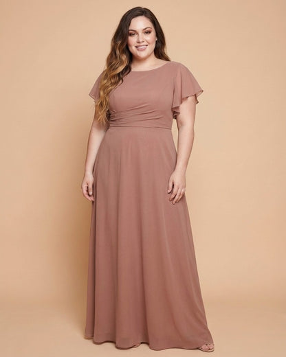 Avenleigh Plus Size Classic A-Line Chiffon Bridesmaid Dress Floor Length for Wedding - N0329