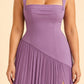 Plus Size Bridesmaid Dress with Pleated Satin and Lace Up Open Back