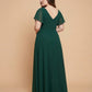 Avenleigh Graceful Plus Size Chiffon A-Line Bridesmaid Gown with Flowing Skirt - N0332