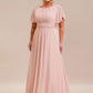 Plus Size Printed Chiffon Pleated Maxi Wedding Guest Dress