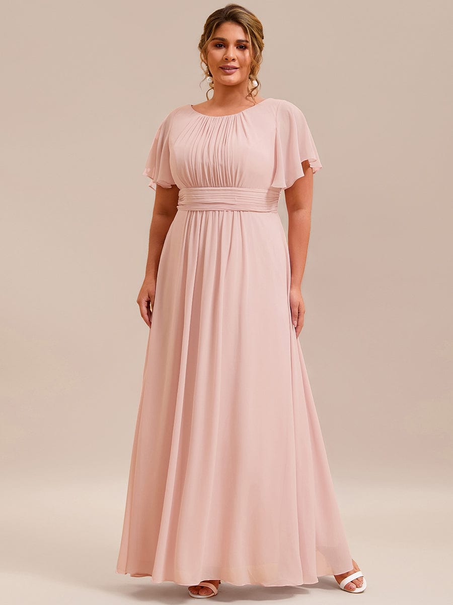 Plus Size Printed Chiffon Pleated Maxi Wedding Guest Dress