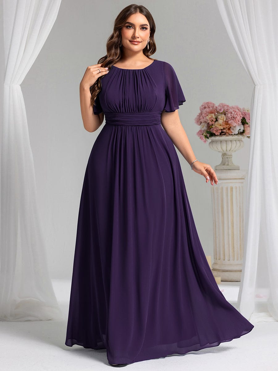 Plus Size Simple Chiffon Pleated A-Line Bridesmaid Dress