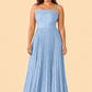 Plus Size Strapless Floral Burnout A-Line Bridesmaid Dress with Pleated Skirt