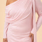 Romantic Bridesmaid Dress with One Shoulder Sleeve and Tie Accent