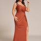 Plus Size Glitter V-Neck High Slit Sequin Shoulder Strap Evening Dress