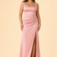 Plus Size Mermaid Bridesmaid Dress with Ruched Waist Detail and Elegant Open Back Design