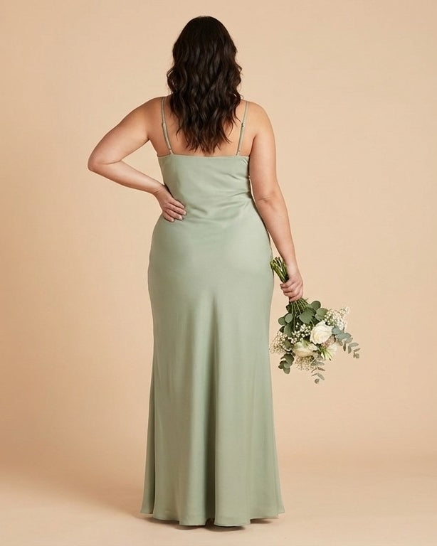 Silvarelle Elegant Plus Size Sheath Bridesmaid Dress with Chiffon for Wedding Party -N0363