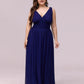 Plus Size Sleeveless V-Neck Chiffon Semi Bridesmaid Dress