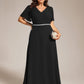 Plus Size Pleated A-Line Shiny Belt Chiffon Formal Evening Dress