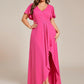 Plus Size Glitter Ruffled High-Low Front Slit Evening Dress