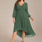 Plus Size Chiffon A-Line 3/4 Sleeves Asymmetrical Hem Wedding Guest Dress