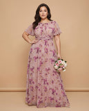 Petaline Plus Size Short Sleeve Chiffon Bridesmaid Dress N0322