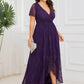 Plus Size Ruffled Lace Formal Evening Dress