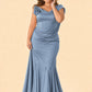 Elegant Plus Size Mermaid Bridesmaid Dress One Shoulder Open Back Detail