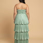 Chantarae Luxury Satin Strapless A-Line Plus Size Bridesmaid Dress with Ruffle -N0377