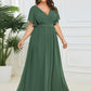 Plus Size Pleated Tie-Waist Chiffon Bridesmaid Dress