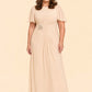 Plus Size A-Line Mother of the Bride Dress with Pleated Chiffon Flutter Sleeves