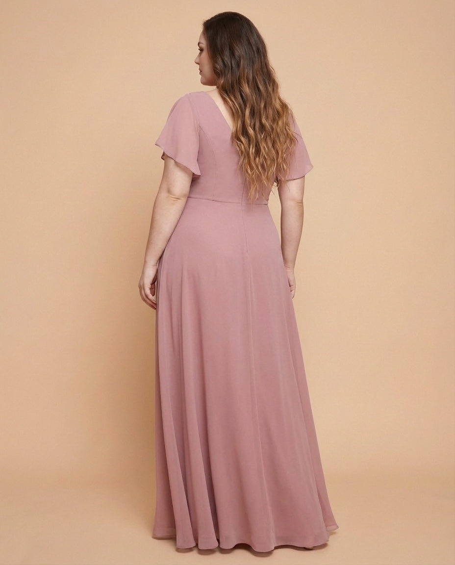 Avenleigh Soft Chiffon Plus Size A-Line Bridesmaid Dress with Flowing Skirt - N0339