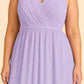 Elegant Plus Size Bridesmaid Dress with Lace Panel Back and Soft Pleats