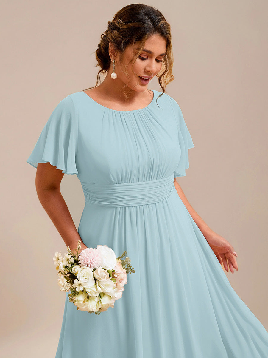 Plus Size Simple Chiffon Pleated A-Line Bridesmaid Dress