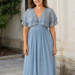 Plus Size Embroidered Polka Dot Ruffle A-Line Bridesmaid Dress