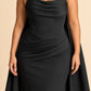 Strapless Satin Bridesmaid Dress with Open Back and Sculpted Silhouette