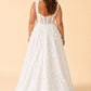 Plus Size Floral A-Line Wedding Dress with Lace-Up Back and High Slit
