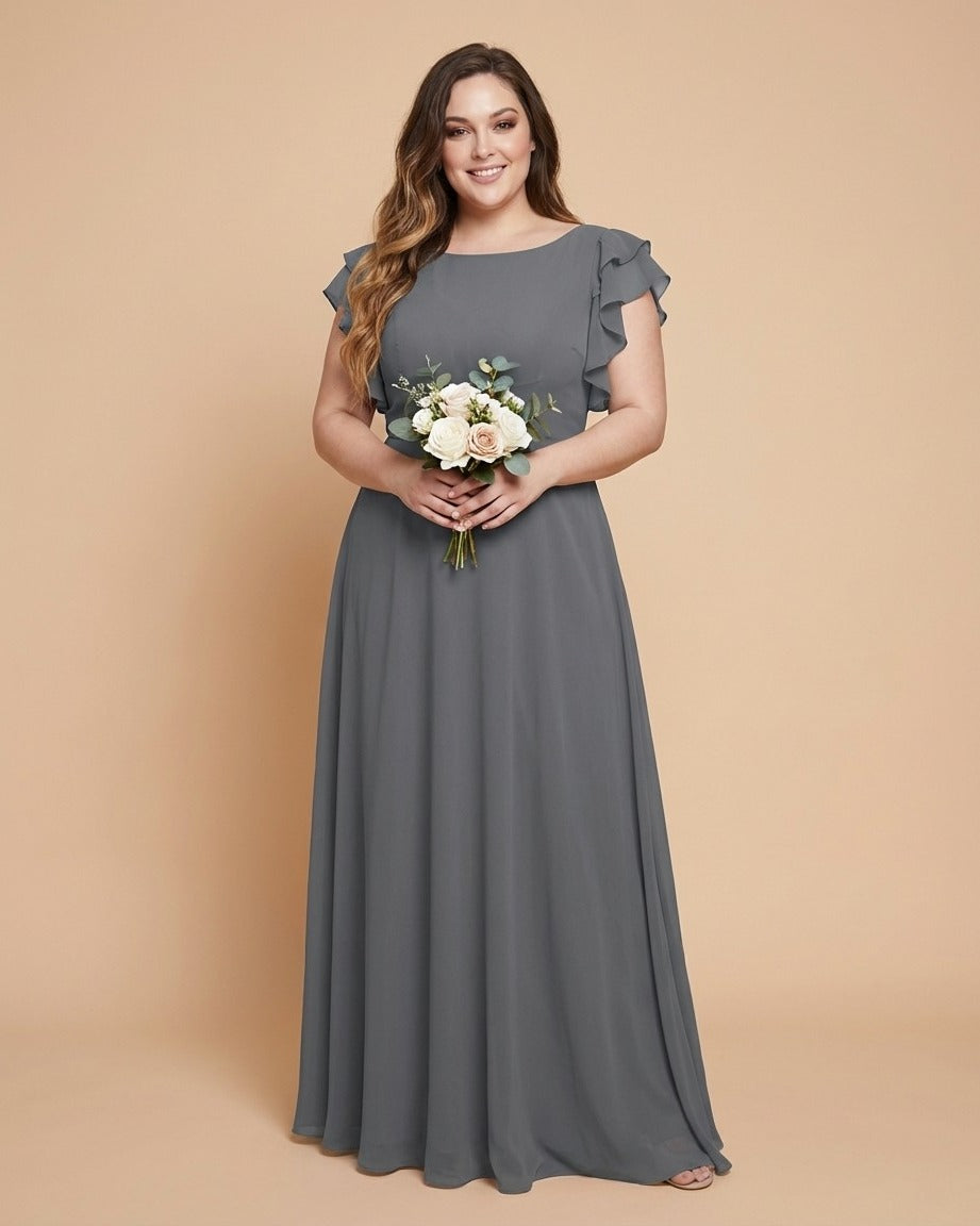 Avenleigh Plus Size Classic A-Line Chiffon Formal Bridesmaid Dress for Wedding Look - N0343