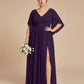 Petaline Romantic Plus Size A-Line Bridesmaid Dress with V-Neck Pleated Chiffon - for Weddings N0301