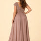 Asymmetrical Neck Evening Gown with Sequin Accent for Bridesmaids and Formal Events