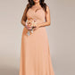 Plus Size Draped Back Criss-Cross Chiffon A-Line Bridesmaid Dress