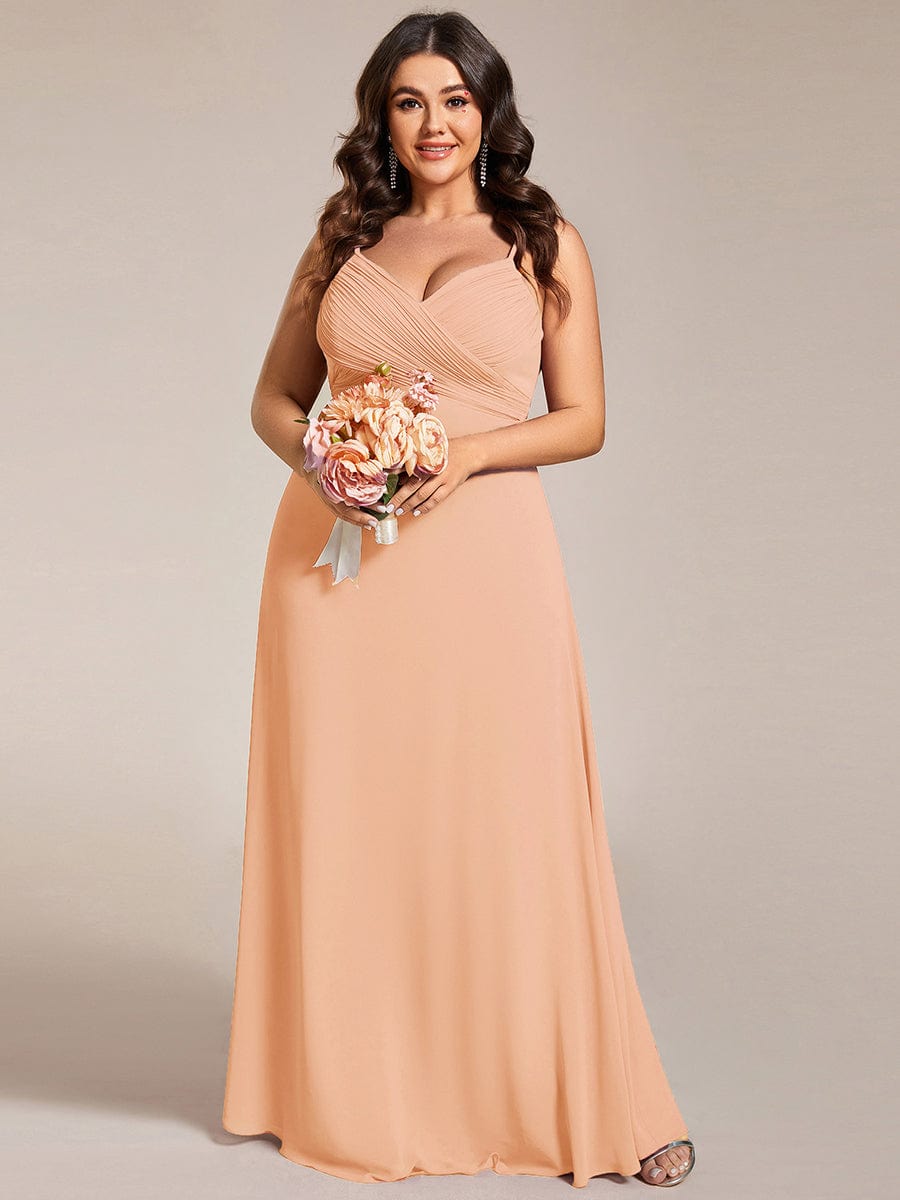 Plus Size Draped Back Criss-Cross Chiffon A-Line Bridesmaid Dress