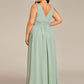 Plus Size Sleeveless V-Neck Chiffon Semi Bridesmaid Dress