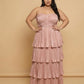Chantarae Soft Satin Ruffled A-Line Plus Size Bridesmaid Dress for Wedding Parties - N0382