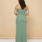 Elanthia Convertible Off-the-Shoulder Mesh Plus Size Bridesmaid Dress for Weddings - N0344